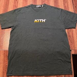 KITH Green White Classic Box Logo Cotton Shirt Medium 340669